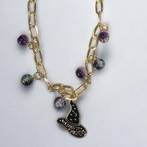 Paperclip Chain Stainless Steel Wizard in Training Necklace with Crackle Quartz